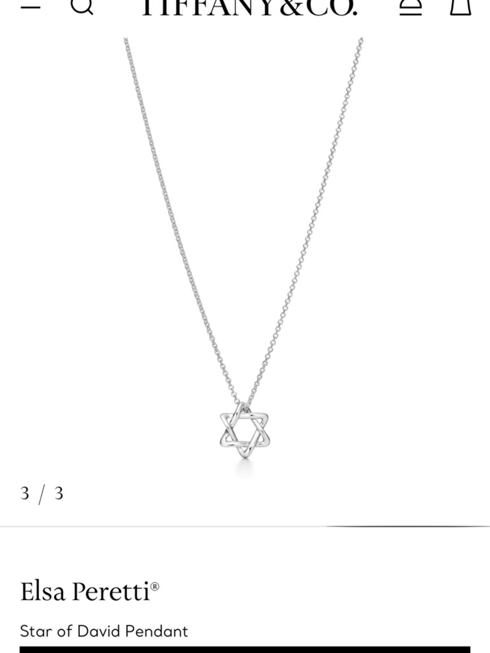 Tiffany & Co. Elsa Peretti Star of David Pendant Necklace in Silver